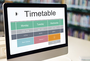 Project management timetable on screen
