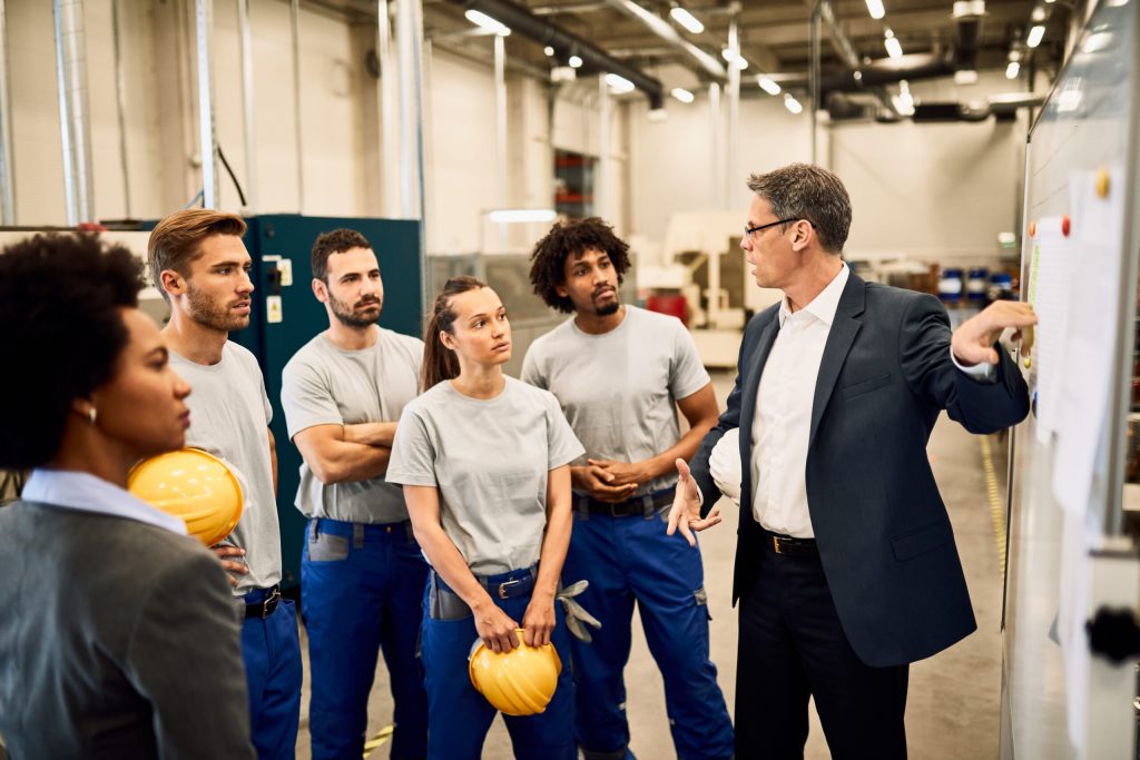 Businessman Giving training to workers