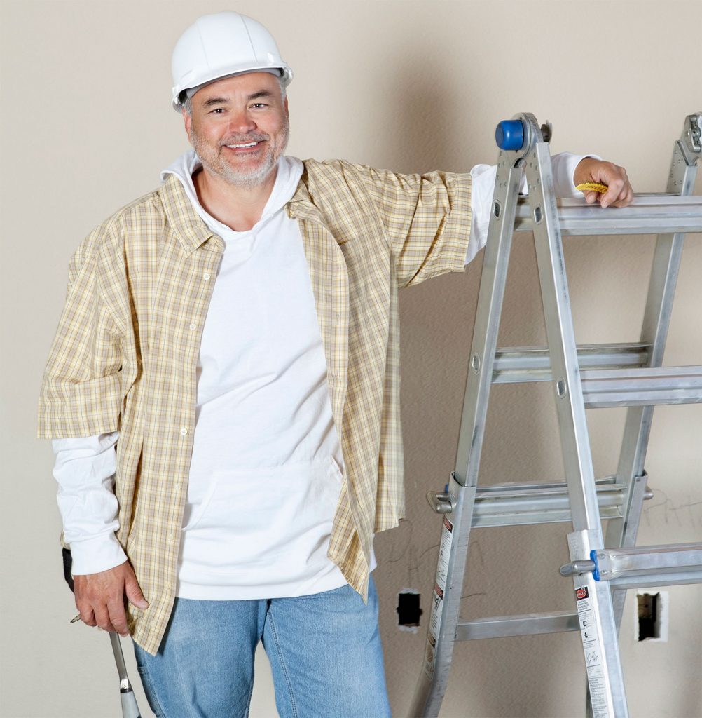 Worker stand beside the stairs